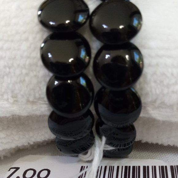 Obsidian Disk bead 10.5 mm  bracelet on stretchy cord - Picture 2 of 2